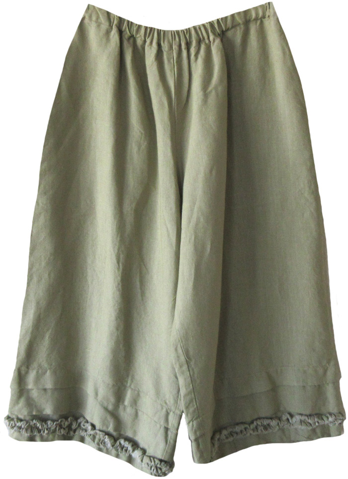 green linen pants